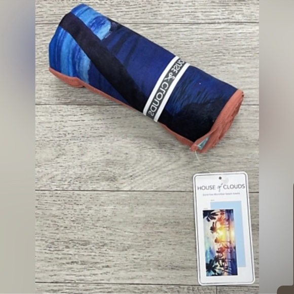 NWT House of Clouds Microfiber Quick Sand Free Palm Ocean’s Blue Compact Towel - Picture 6 of 6